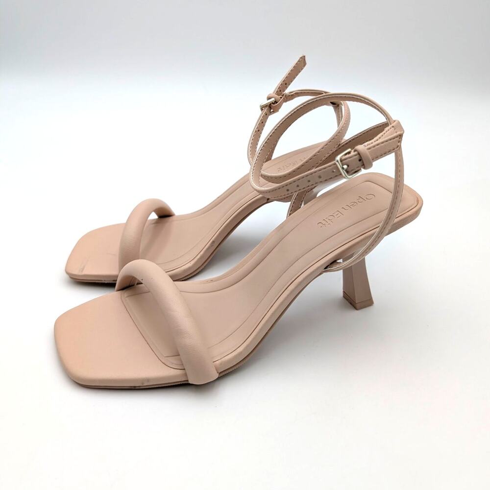 Open Edit Taytum Ankle Strap Heel Sandals Women's Nude Size US6M EU36